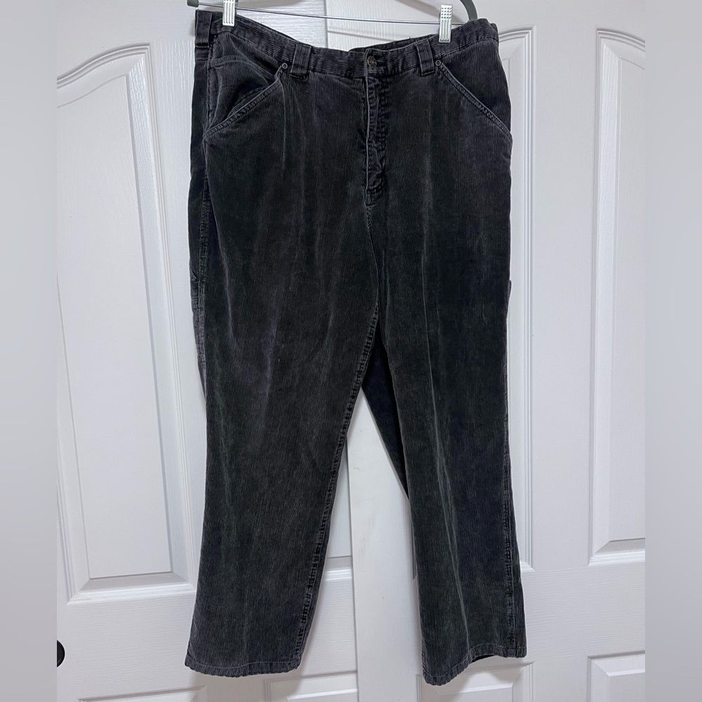 VTG Lee Black Faded Corduroy Dungarees   38/30
